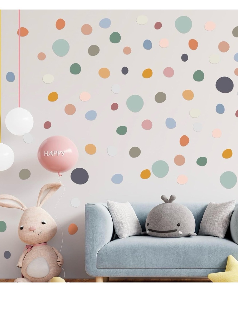 Amazon Pastel Polka Dot Wall Decals in Mint, Peach & Blue